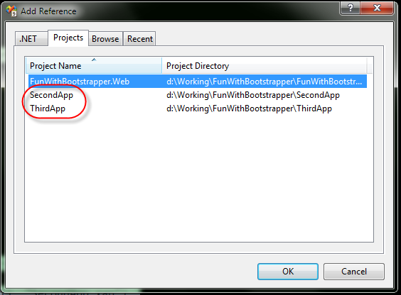 Project Reference Dialog