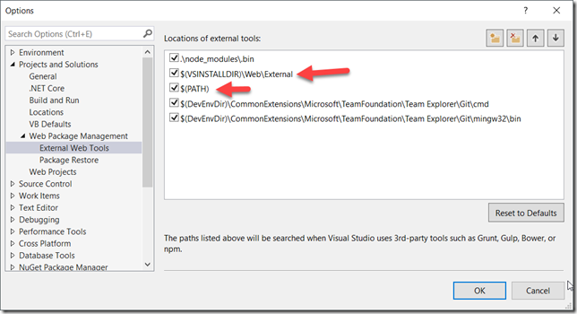 Visual Studio Project Settings